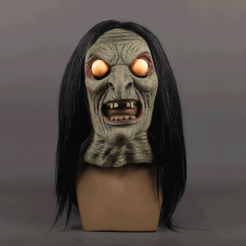 Scary Horror Witch Old Women Mask Luminous LED Mask Halloween Masquerade Props - Picture 1 of 12