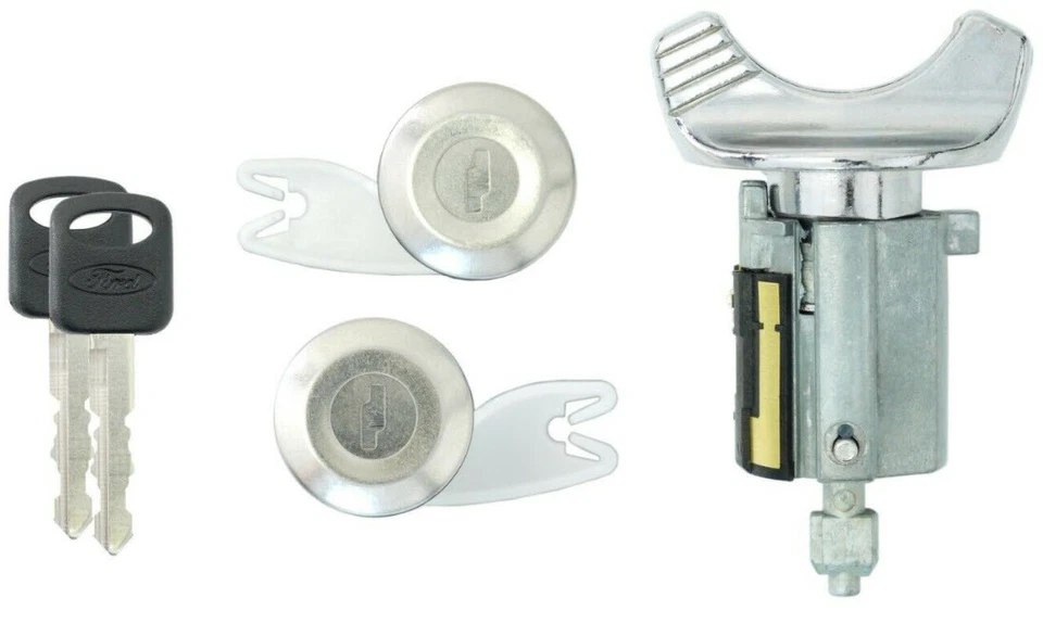 Ford Ignition Switch Lock Cylinder + Pair (2) Door Lock Cylinder W/2 Logo Keys - Image 2 of 4