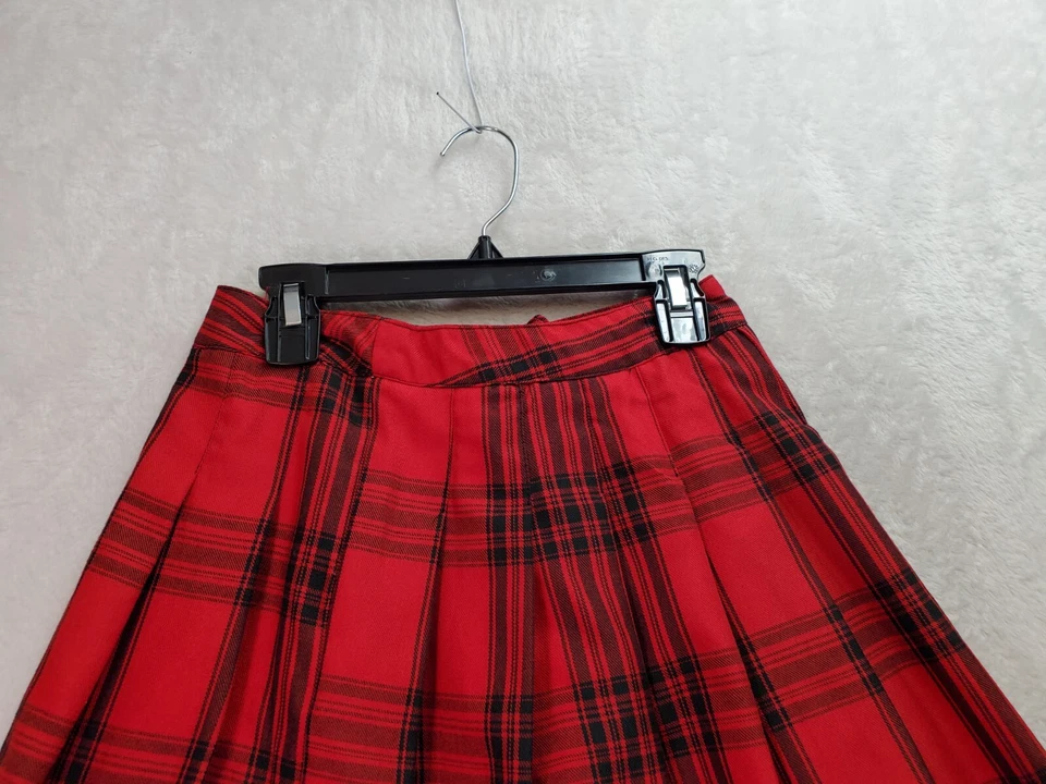 FOREVER 21 A Line Skirt Womens Small Red Plaid 100% Polyester Dollskill Pleated - Image 4 of 4