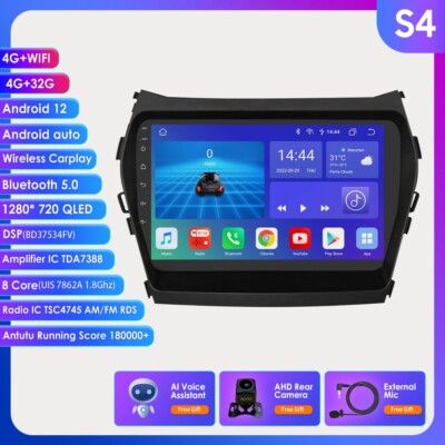 9'' Android 12 GPS Sat Navi BT5.0 CarPlay DAB+Autoradio Für Hyundai IX45 PIP SWC