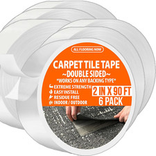 Carpet Tape Double Sided Heavy Duty Carpet Tile Tape 2Inx90Ft Bulk 6 Pack Rug