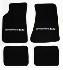 New Black Floor Mats 1967 - 1969 Camaro Embroidered Logo Ss Silver Logo 4 Pc Set