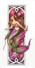 MERMAID OCEAN FAERIE ORCHID PINK Antique Nautical VINYL STICKER/Boat DECAL 