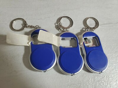Discontinued Novelty Keychain Charm Silver Accessories Lot of 3 Light Up Blue 