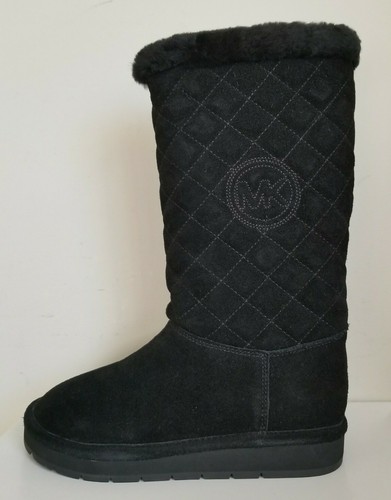 Sandy Acolchado Negro Michael Kors Logotipo De Piel De Oveja Botas Altas 6  8 10 I Love Shoes | eBay