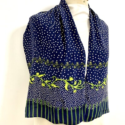 GERRY WEBER FLORAL BLUE RECTANGLE silk scarf 50/13 in