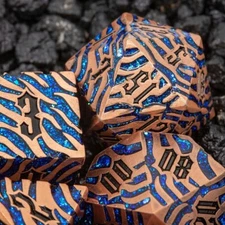 Sage's Fusion Stones Blue Nebula Metal Polyhedral Dice Set | Dnd RPG Dice