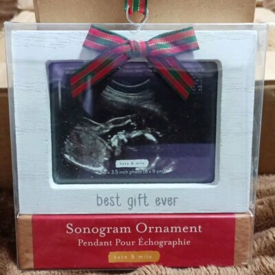 Kate Milo Sonogram Ornament Pregnancy Announcement Baby Keepsake