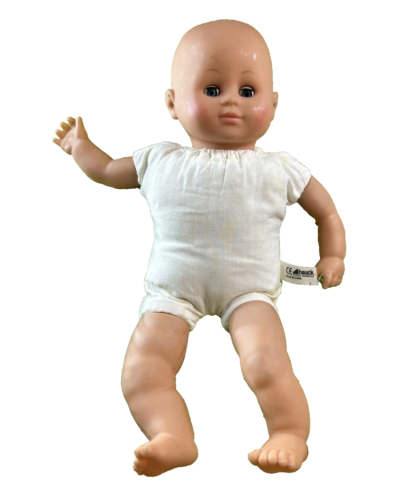 HAUCK BABY DOLL 14” Long with Cloth body working Blue eyes Caucasian - Picture 1 of 9