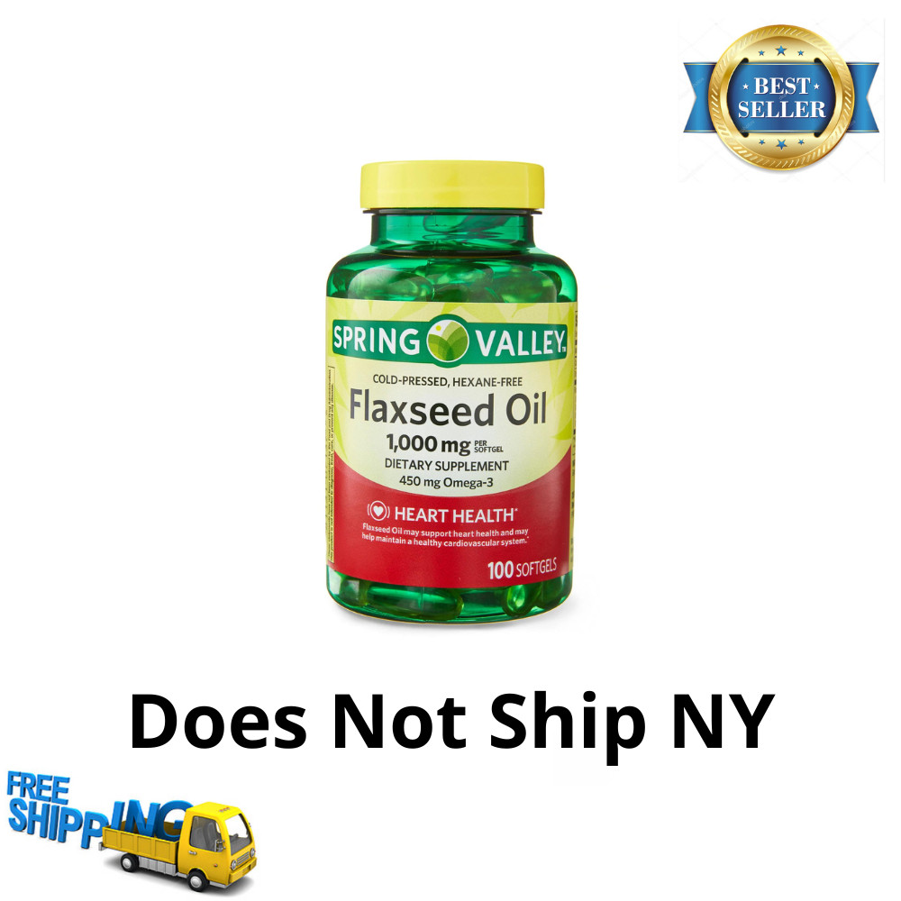 Flaxseed Oil 1,000 Mg Cold Pressed Cardiovascular Heart Health, 100