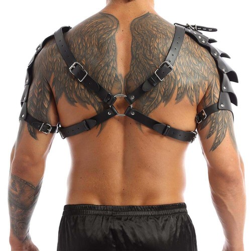 Viking Shoulder Armor Pauldrons Medieval Leather Knight Cosplay Set with Buckles - Picture 4 of 7