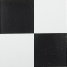 Black and White Vinyl Peel and Stick Tile Square 20 PK Luxury Flooring 12 X 12
