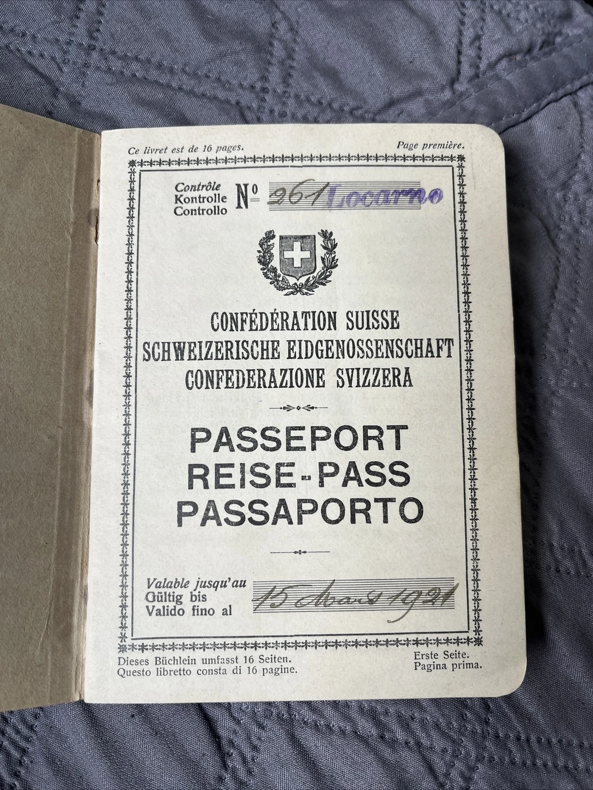 ANTICO LIBRETTO PASSAPORTO SVIZZERO,SUISSE,DATATO 1921 con francobolli scaduti - Foto 1 di 9