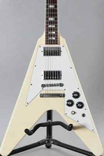 Chitarra elettrica personalizzata Flying V Block Inlays vintage lucida classica bianca