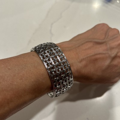 Rustikale Manschette Silberkorb gewebtes Design breite Manschette Armband
