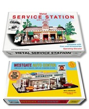 Marx "Day  Night Metal Service Station" OR "Westgate Auto Center" Play Set Box