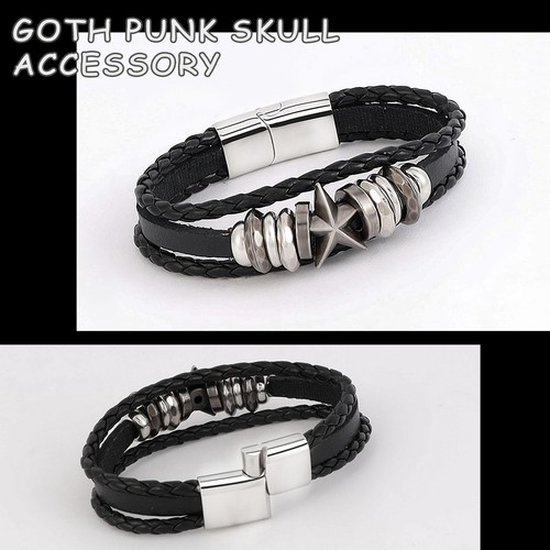 Punk Leder Armbänder für Männer Gothic Skelett Kopf Zubehör für Frauen Armband - Bild 3 von 7
