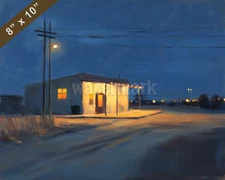 Marfa with desert lights oil painting 8x10 Print