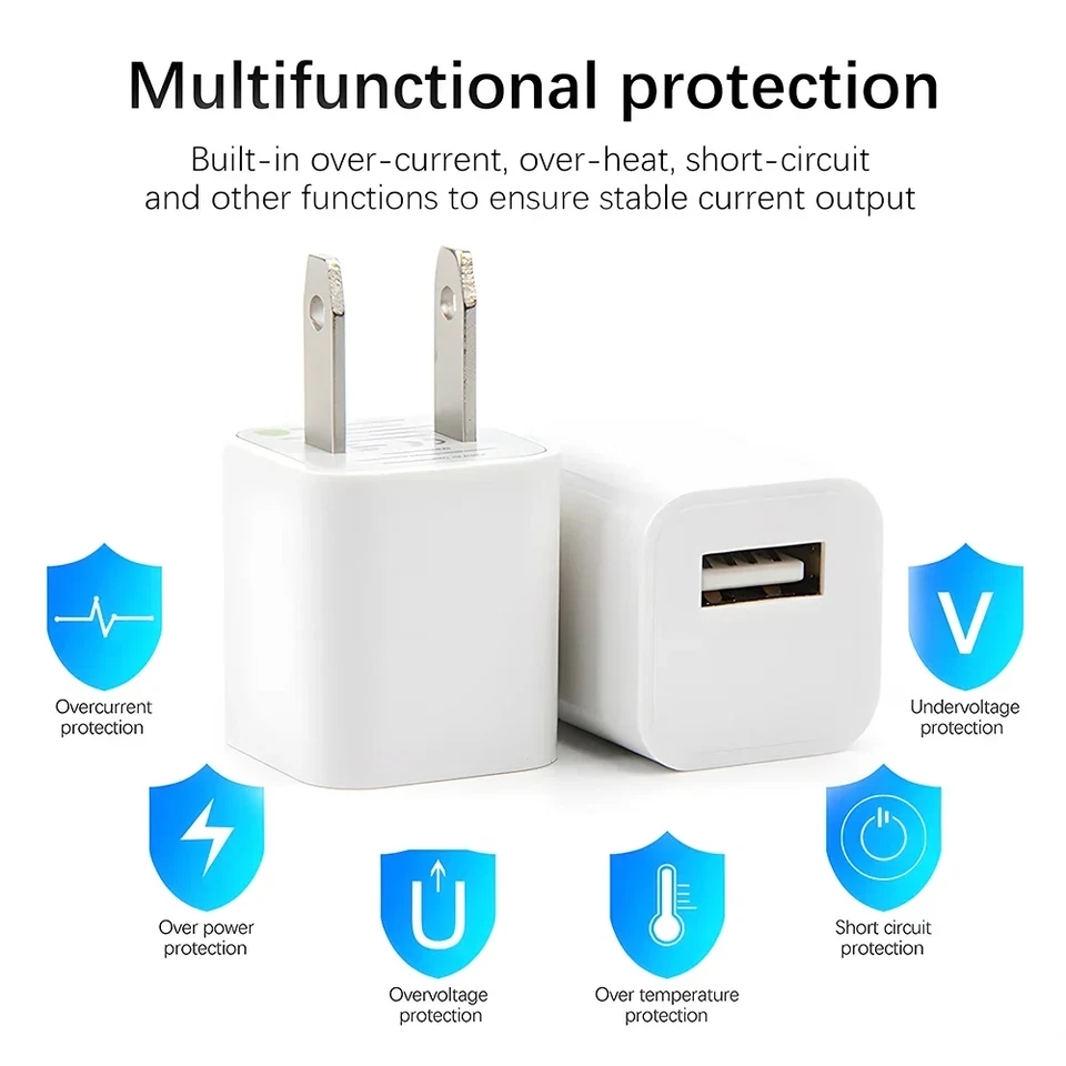 White 1A USB Power Adapter AC Home Wall Charger US Plug FOR iPhone 5 6 7 8 LOT - Image 2 of 4