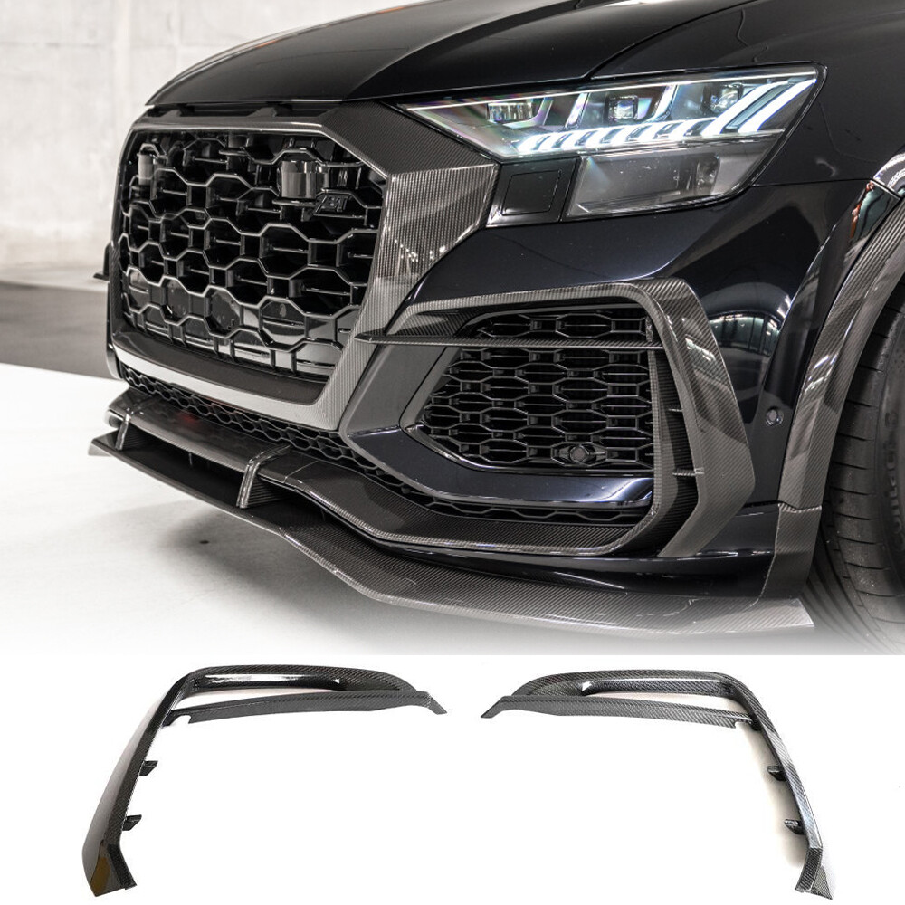 Grille Pare-chocs Avant Carbone Pour Audi RS Q8 (2020+) - Fibre Carbone 3x3 Brillant
