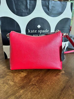 Kate Spade Bailey Pebble Leather Crossbody Purse Candied Cherry