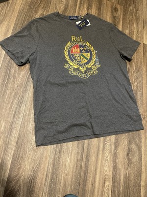 Polo Ralph Lauren Mens Metallic Crest Logo RL 67 Gray T shirt XL 