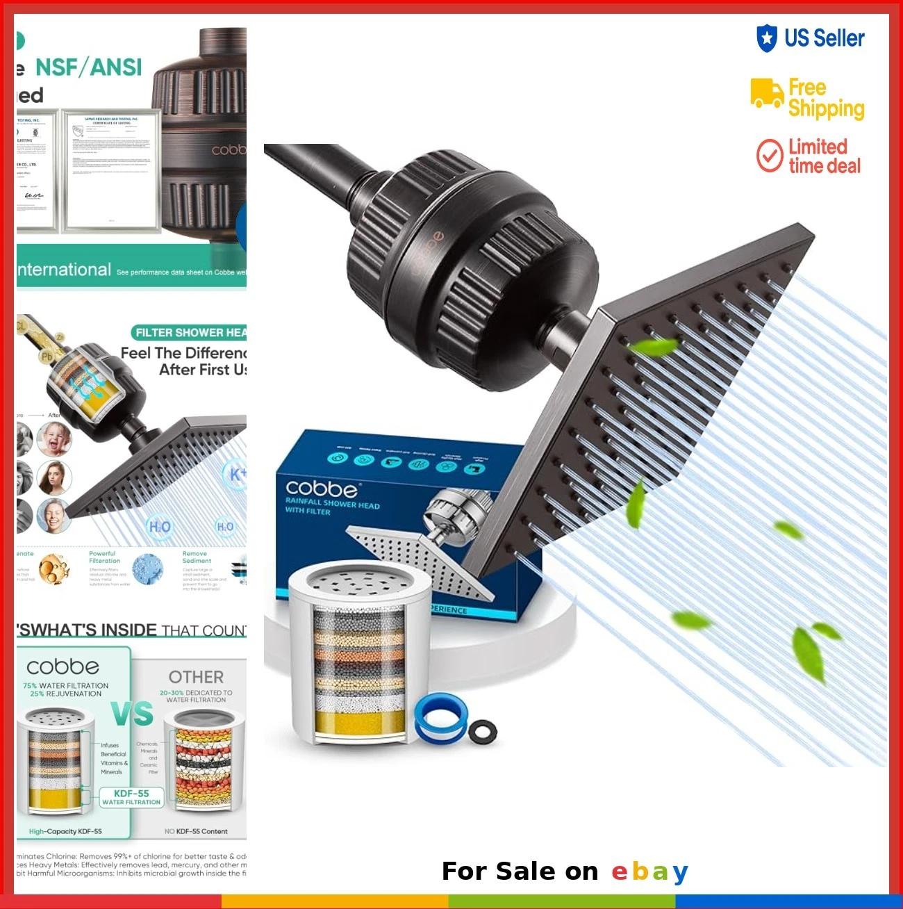 High Pressure Filtered Shower Head Combo 20 Stage Shower Head Filter for Hard