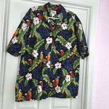 Hawaii Mens Vtg Hawaiian Shirt Size 3XL Parrot Floral Print Short Sleeve Cotton