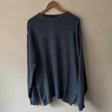 Mens Jumper Vintage Next Knit Pullover Blue 100 Cotton Oversized 50  Chest XL