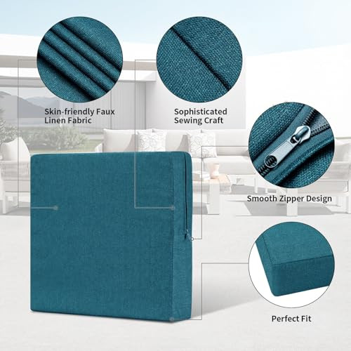 Faux Linen Outdoor Cushion Covers Replacement 24"x24"x4", Waterproof Patio - Picture 6 of 8