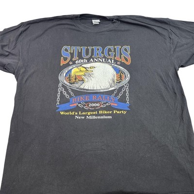 Vintage Sturgis Bike Rally Shirt Mens 2XL Black Eagle 60th Annual 2000 WCW