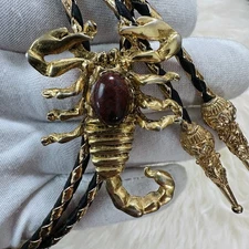 Vintage Gold Tone Scorpion Western Bolo Tie ￼