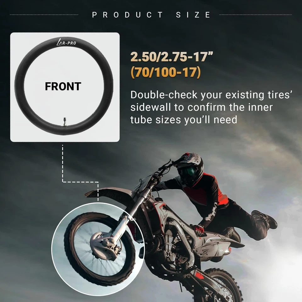 2-Pack -17”（70/100-17） Motorcycle Inner Tubes - Compatible with Honda, Coolst... Foto 3 de 4