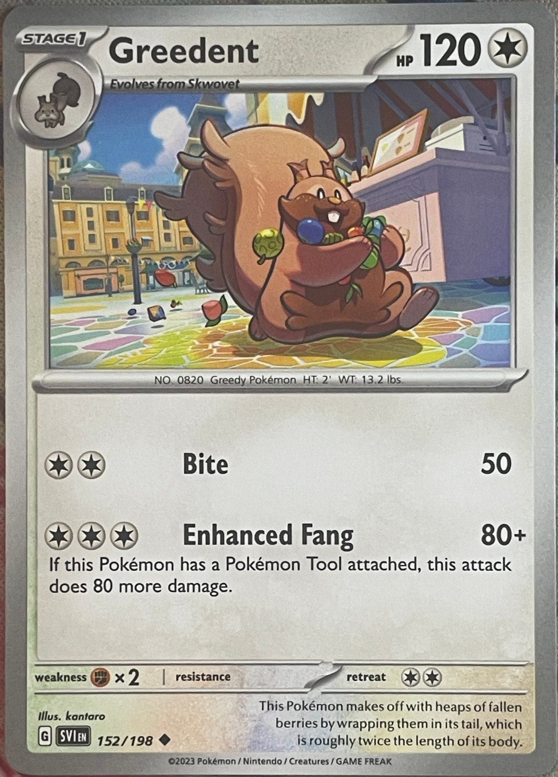Greedent - 152/198 - Scarlet & Violet Base Pokemon 2023