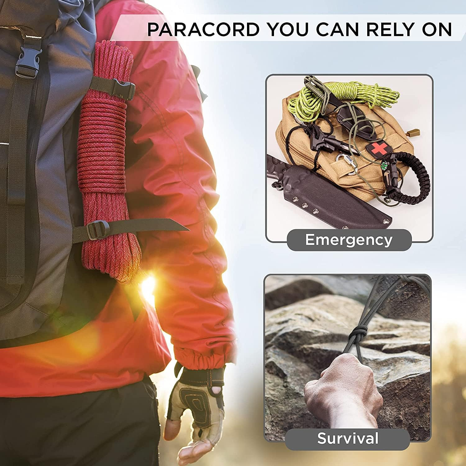 TECEUM Paracord Rope 1000 Lb – 1000Ft / 200Ft / 120Ft / 100Ft / 50Ft – String Pa