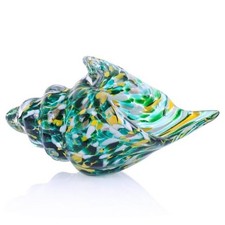 Hand Blown Glass Conch Sculpture sea Glass Art Shell Home Decorations for Green