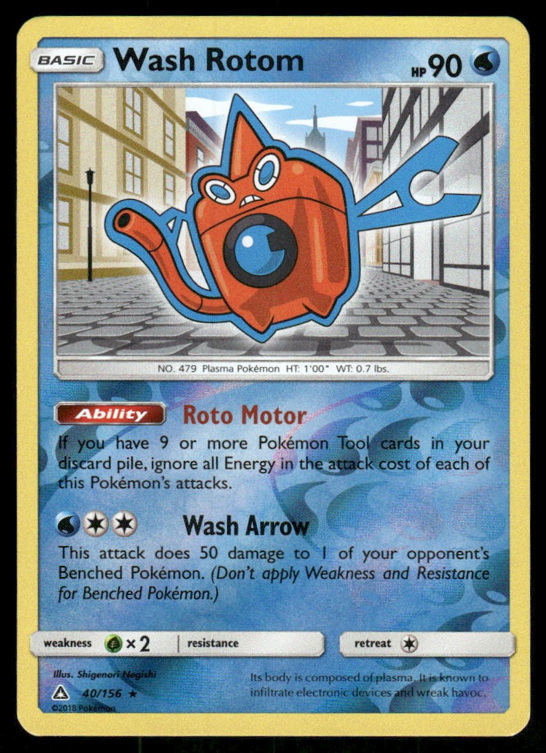 Wash Rotom 40/156 Rare Ultra Prism Pokemon Reverse Holo Near Mint