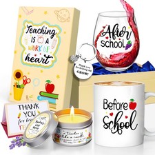 Teacher Appreciation Gifts, Before After School 11oz Mug and 18oz Stemless Wi...