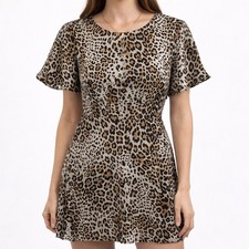Banana Republic Leopard Flutter Sleeve Dress w/Pockets Womens Size 4 Sheath NWT