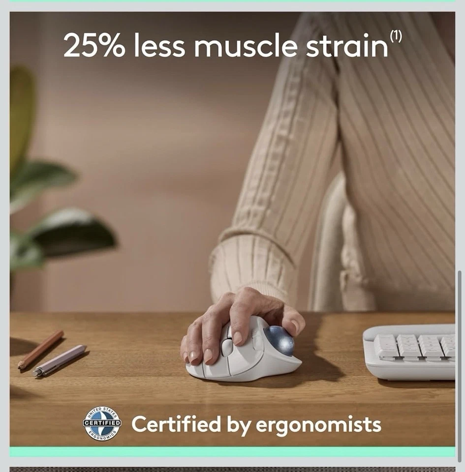 Logitech - ERGO M575 S Ratón Trackball Ergonómico Inalámbrico - Inalámbrico - Blanco Foto 4 de 4