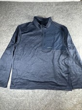 G.H. Bass Men's Quarter Size XL Blue Zip Fleece Top Zippered Chest Pocket