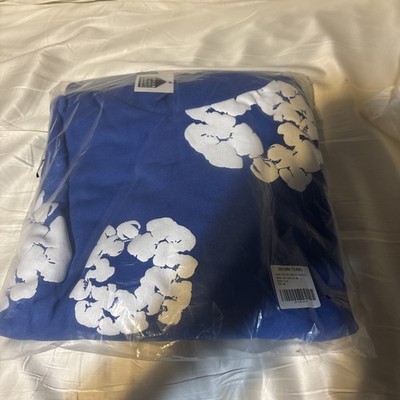 DENIM TEARS Cotton Wreath Cotton Fleece Hoodie Blue/White Men's M Brand New