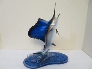 Vtg Marlin Swordfish Tabletop Sculpture Figure Display Piece Bob Davis Taxidermy