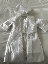 Boys Vianni Christening Set Outfit 3 Piece Baptism Suit Hat Jacket White 3-6