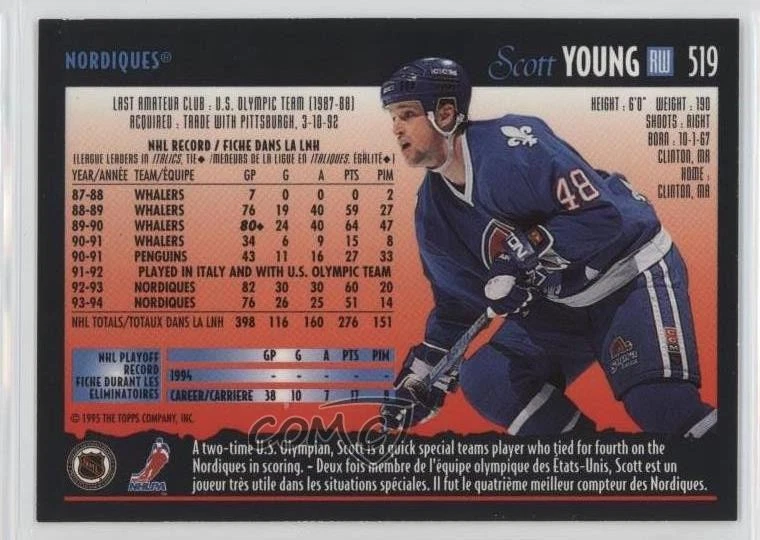 1994-95 O-Pee-Chee Premier Special Effects Scott Young #519 - Image 2 of 2