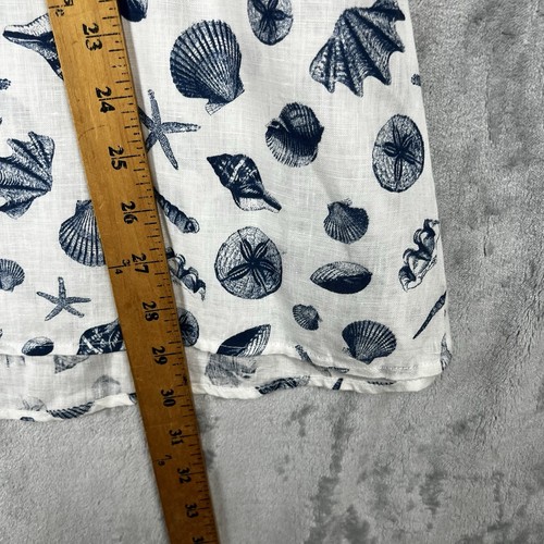 J.Jill Tops Love Linen Plus 3XL Sleeveless SeaShell Printed Blouse Preppy Beach - Picture 8 of 11