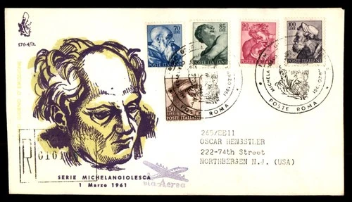 Mayfairstamps Italy 1961 Michelangelo Venetia Registered to US First Day Cover a