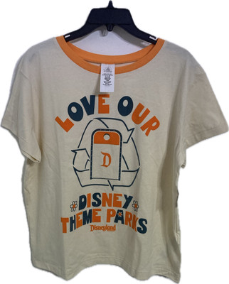 Disney Parks Love Our Theme Parks Recycle Beige T-Shirt Size Medium FREE SHIP!