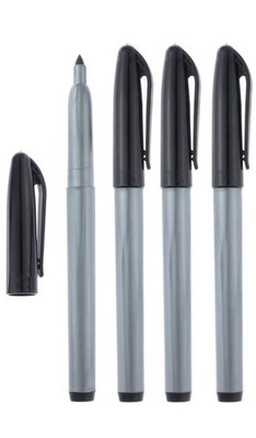 Cadie Black Permanent Freezer Markers Fast Drying, Made In USA. Set Of 4 