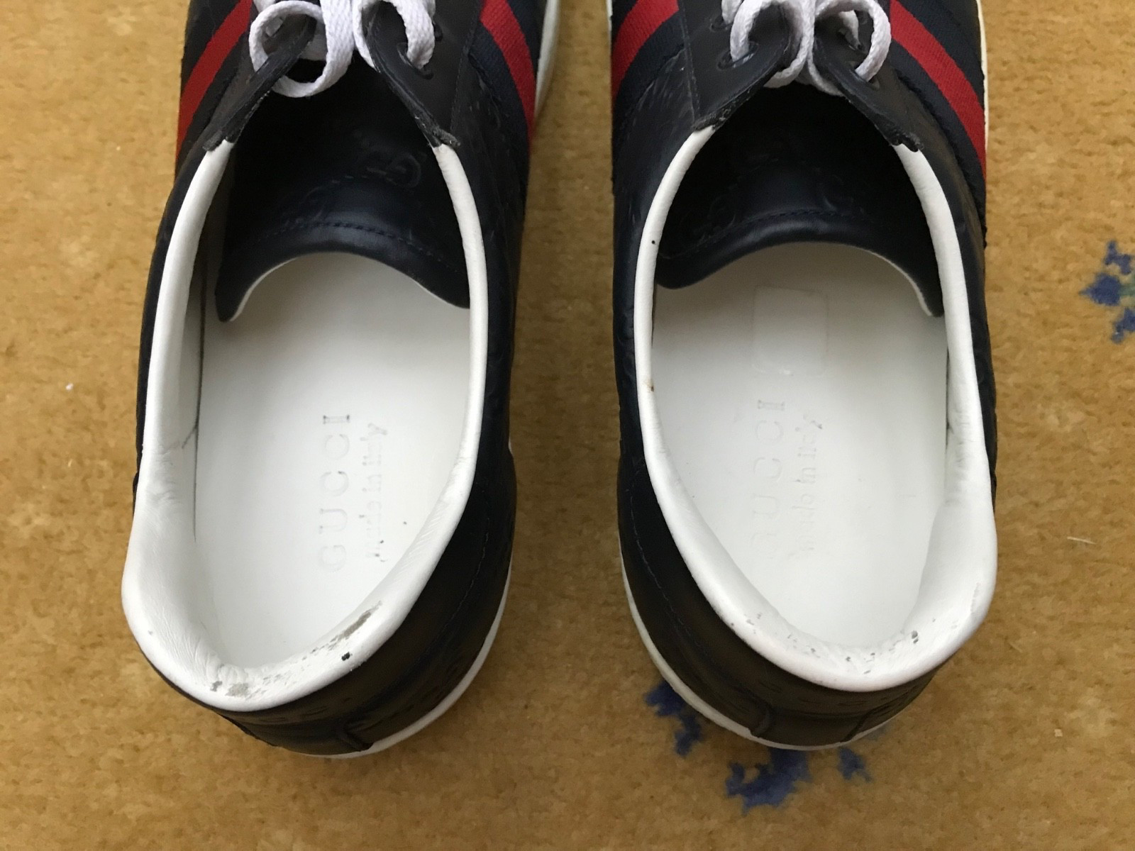 Gucci Ace Trainers Sneaker Shoes Monogram Leather Web Red Mens UK 10 US 11 EU 44 thumbnail 9